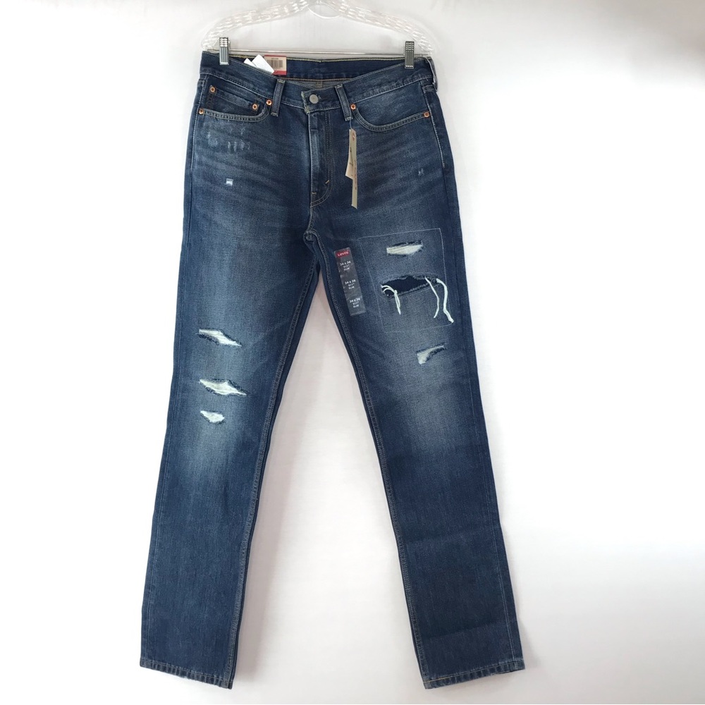 Levi's 511 Slim Medium Blue Distressed Denim Jeans Size 34/36